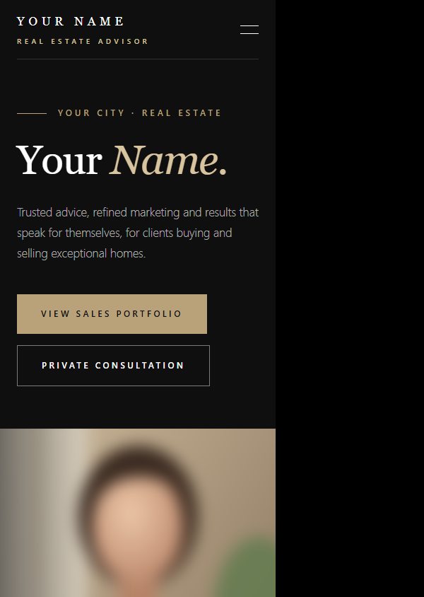 The real estate site on a phone screen