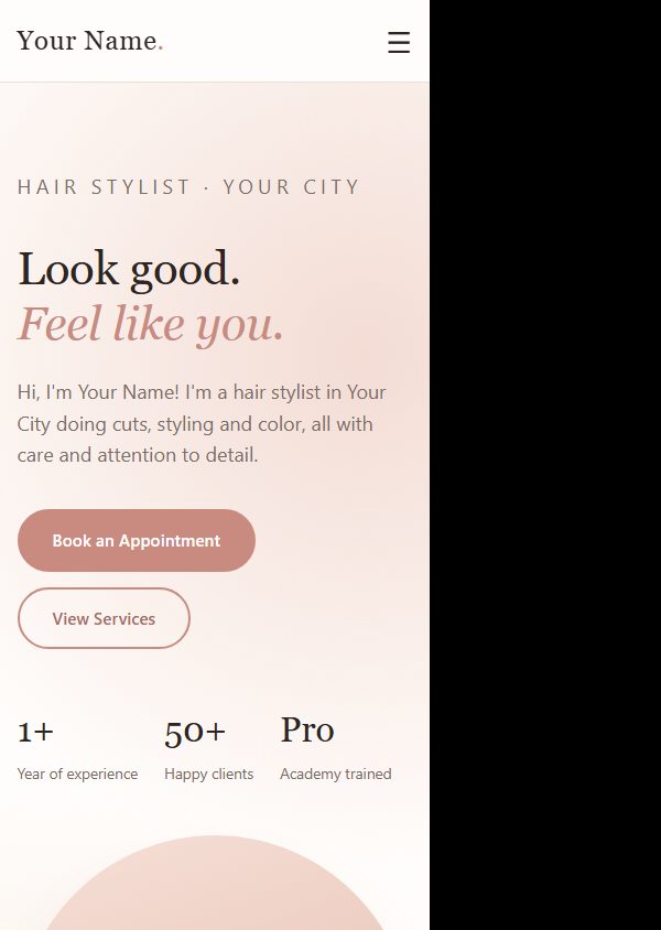 The stylist site on a phone screen